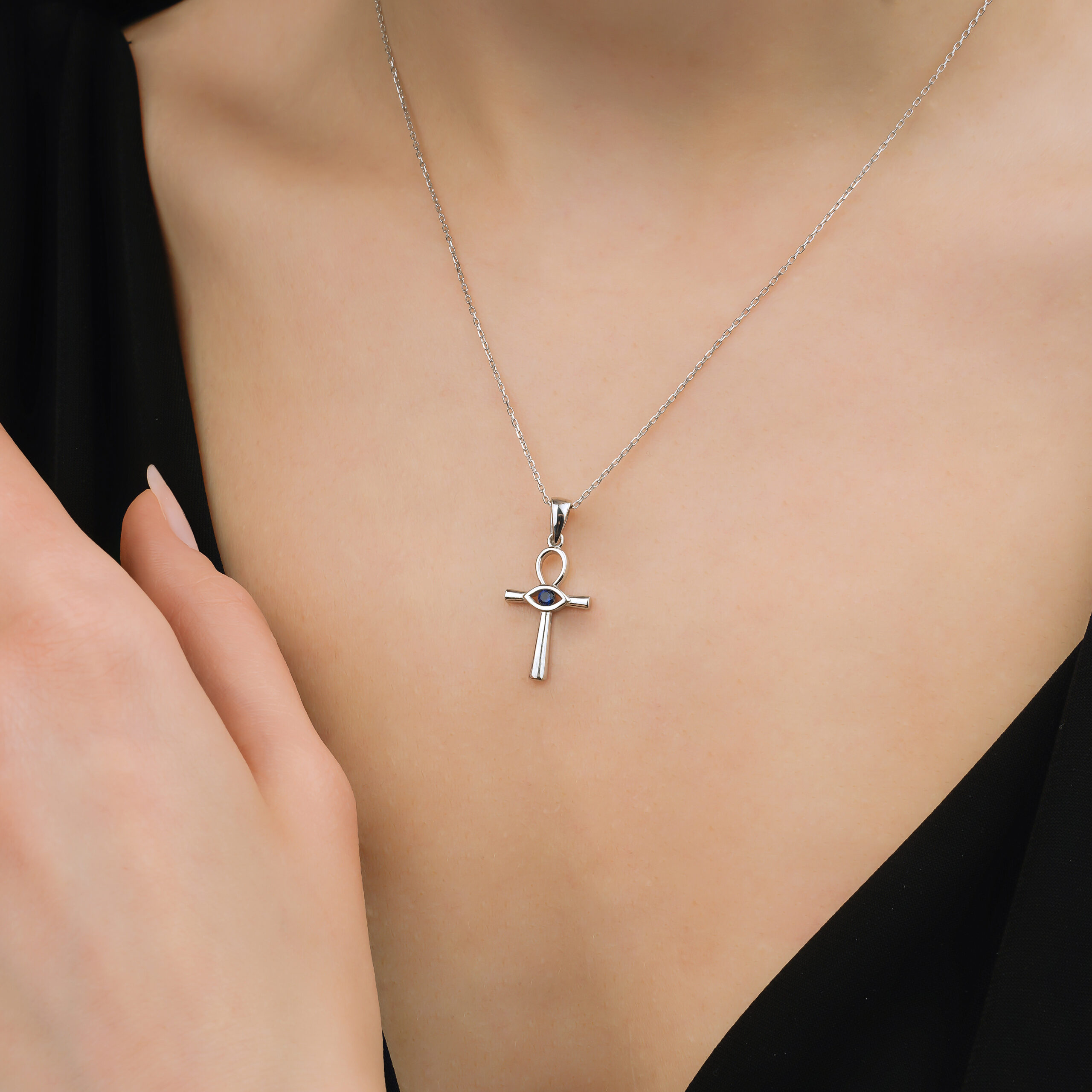Eternal Harmony Necklace  Ankh  Silver - Image 4